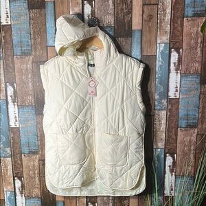 Cream Quilted Hooded Vest